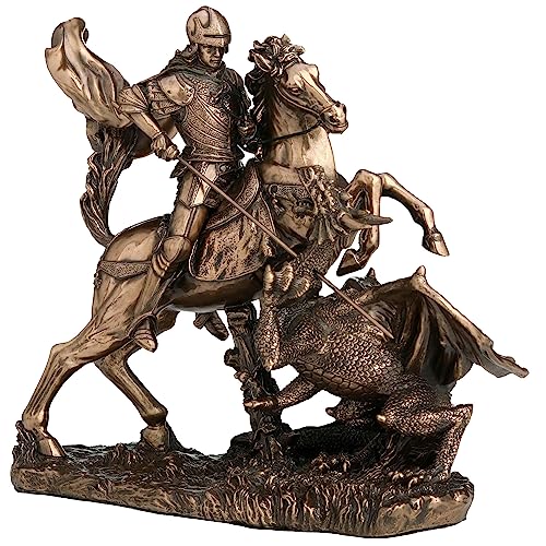 Estatua de San Jorge matadragones acabado bronce 6.25 pulg miniatura 2