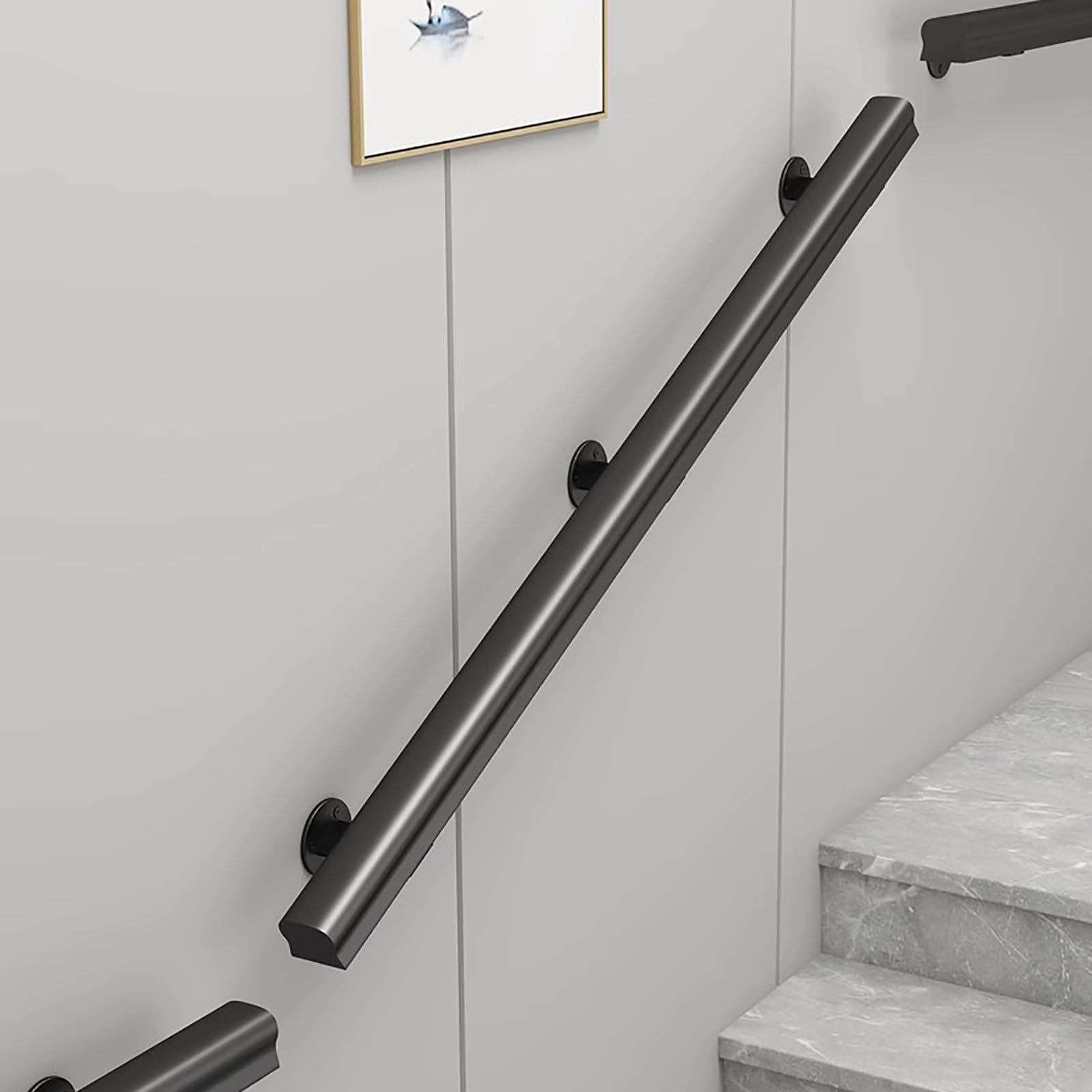 Complete Set Of 1-10ft Stair Wooden Handrails, Indoor Attic Corridor Anti-Slip Stair Railing Support Rods, Home Wall-Mounted Stair Railings For The Elderly Safety Handrails (Size