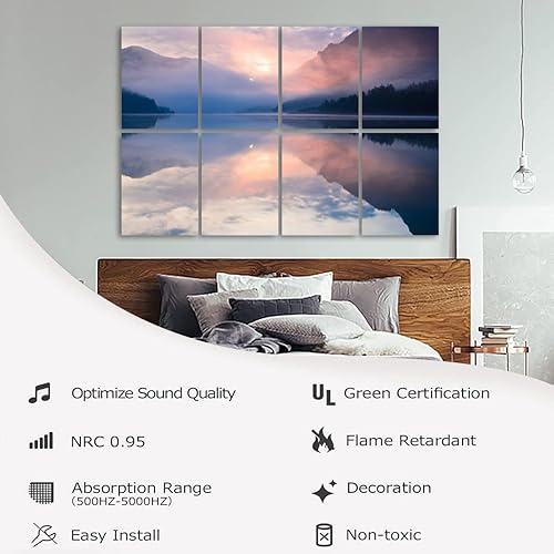 Miniatura 5 de Paneles de pared acústicos insonorizados Zen como lago Montaña Agua Paisaje Paisaje Naturaleza amanecer Amanecer Arte Autoadhesivo Paneles Acústicos