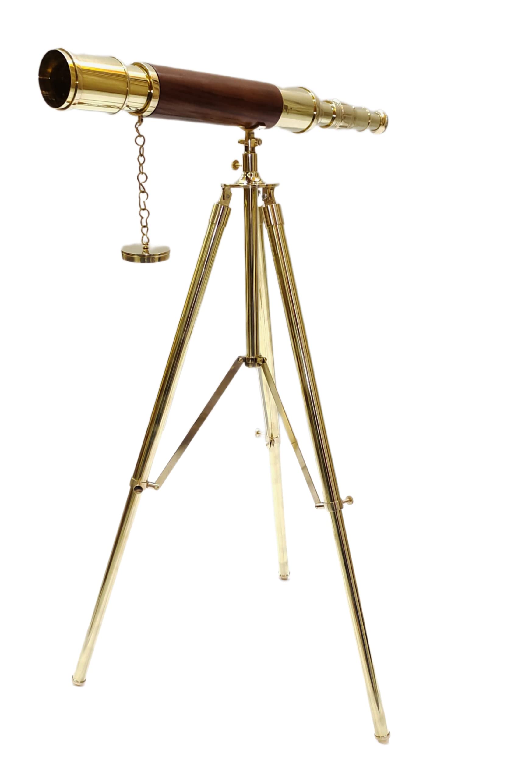 Vintage Table Decorative Shiny Brass Tube Telescope with Antique Brass Tripod High Magnification Telescope