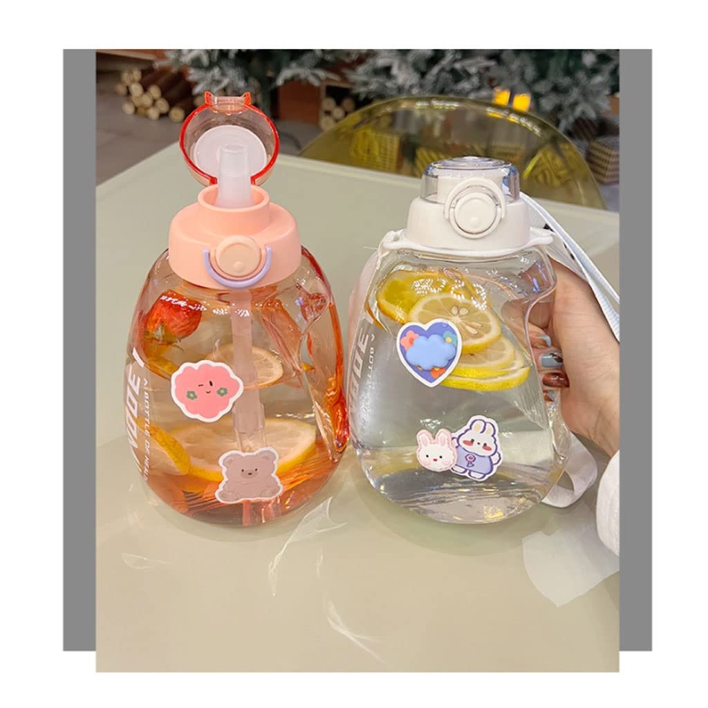 Botellín de Agua Botella de Agua Deportiva 1.3 litros Botellas de agua portátiles con pegatinas 3D Botella de hervidor linda con deportes de paja jugo a prueba de fugas taza de té taza de taza de moda