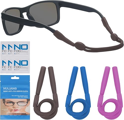 Correa para lentes, 3 correas ajustables para lentes para hombres, mujeres y niños, correa de lentes de sol sin cola, soporte para lentes alrededor