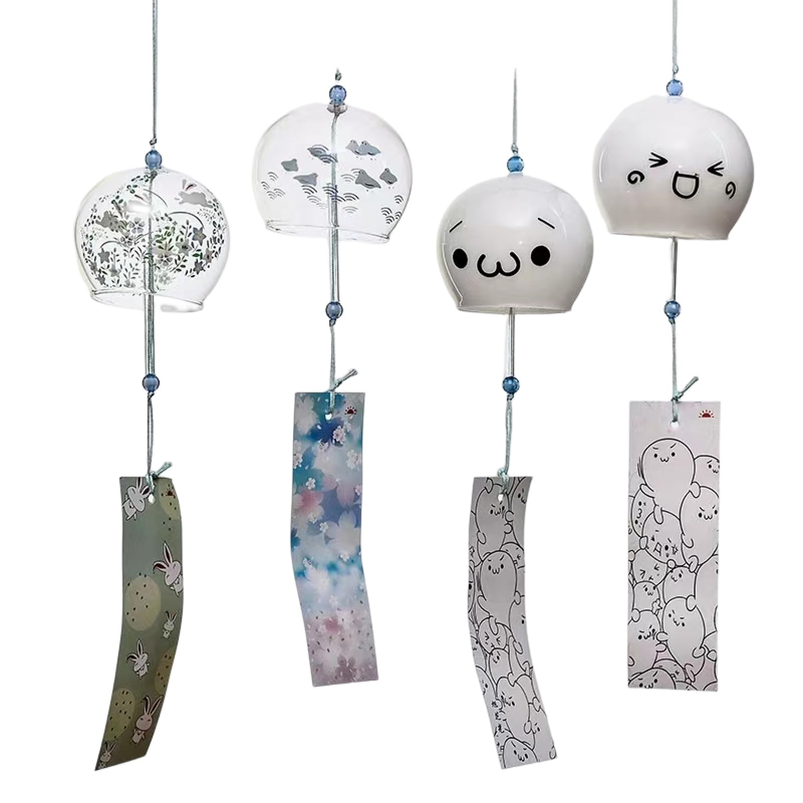 Amazon.co.jp: 4個 日本の風鈴, 日本のガラス風鈴, 屋外ガラス風鈴