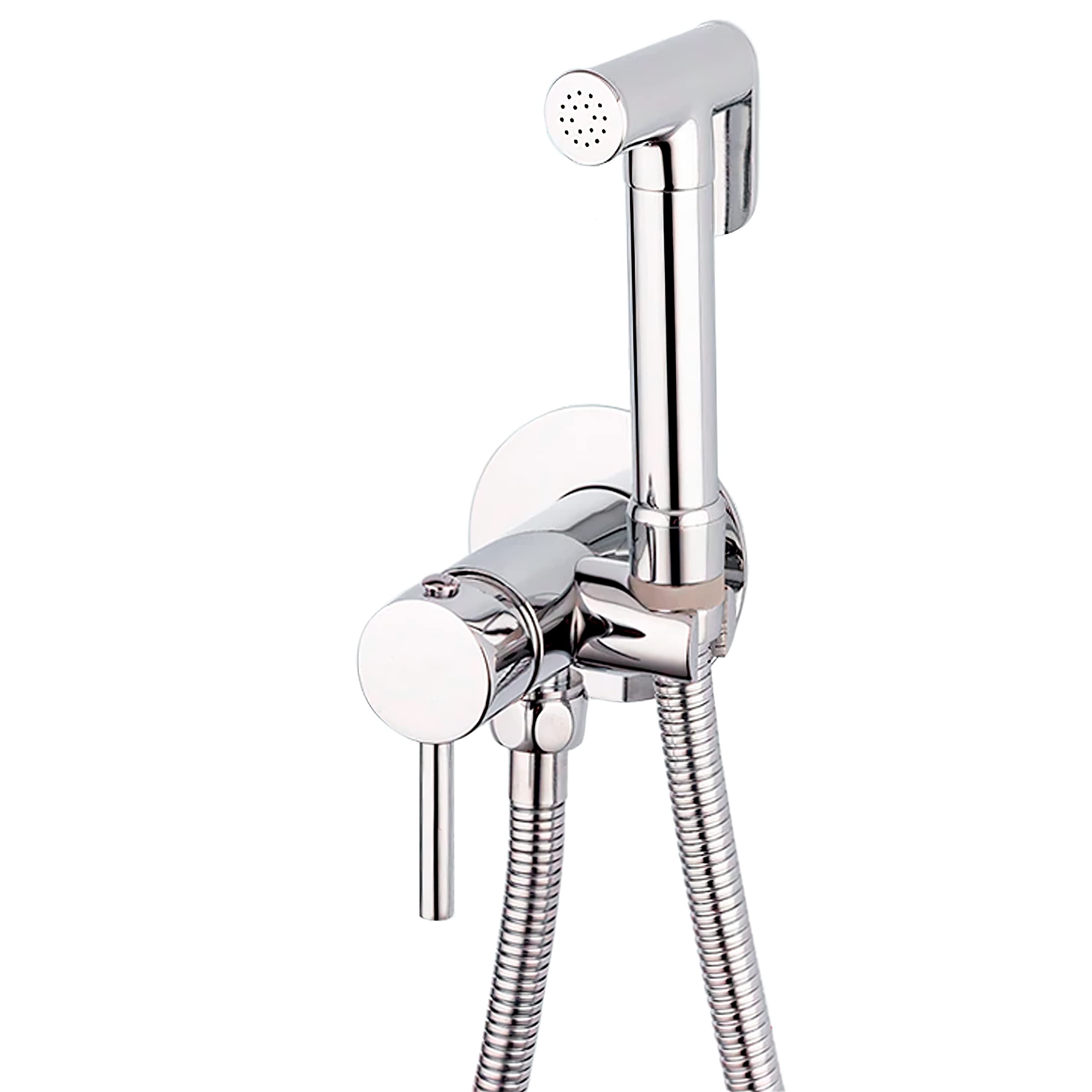 VALAZ Kit Douchette WC | Robinet Bidet, Douche hygiénique, Mélangeur Eau Froide et Chaude, Pas de Fuites, Installation Facile et Rapide | Laiton, Inoxydable, Rond, Série Guadiana (Chromé)