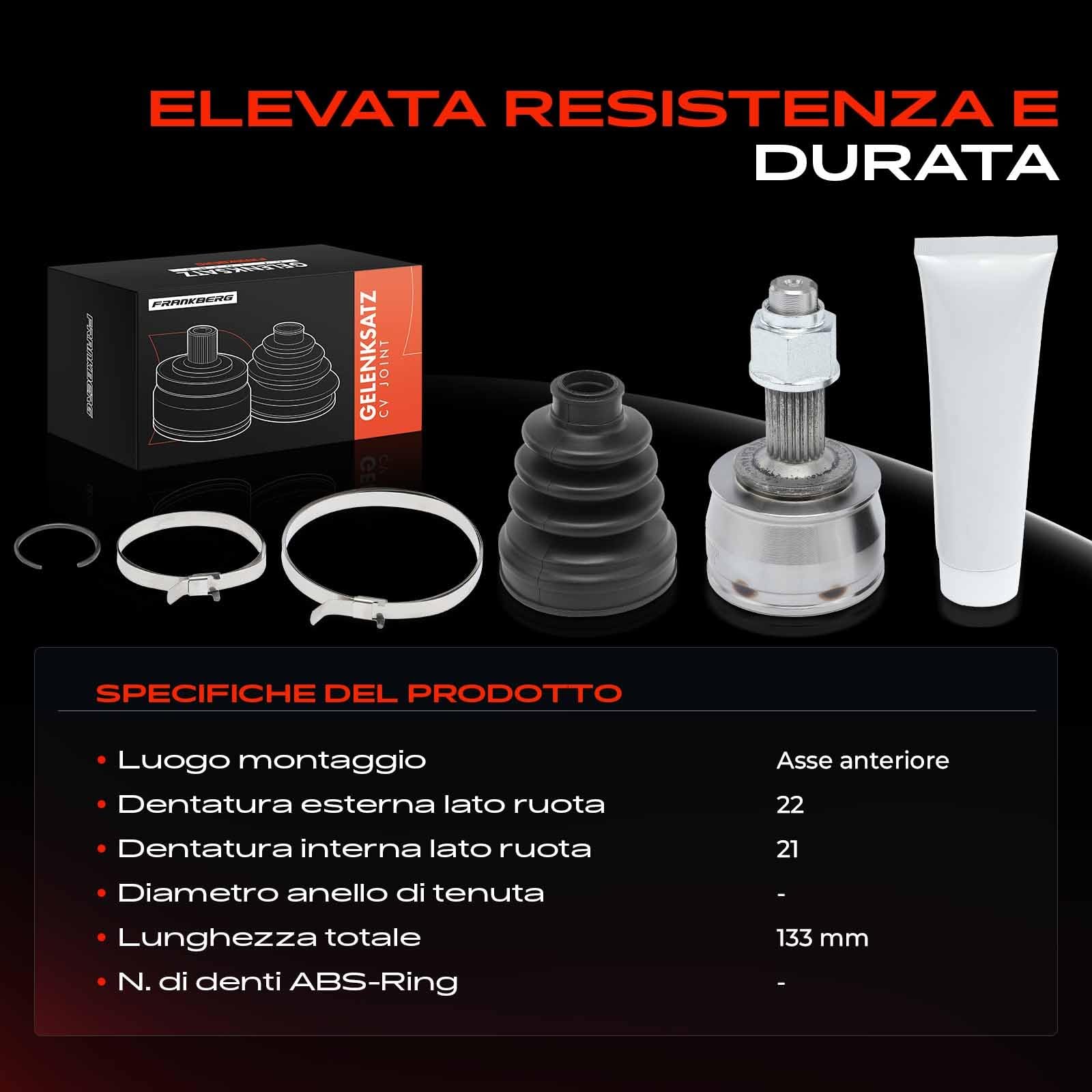 Frankberg Kit giunto albero di trasmissione anteriore VKJA3166 | Compatibile con: Corsa D S07, Idea 350, Punto Box/Hatchback 199, Corsa E X15, Punto Evo 199, Adam M13, Grande Punto 199