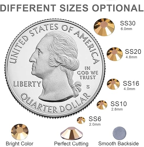 Miniatura 2 de BLINGINBOX 14400 diamantes de imitación termoadhesivos SS6-SS20 con parte trasera plana de vidrio de gran cantidad, piedras de cristal de strass