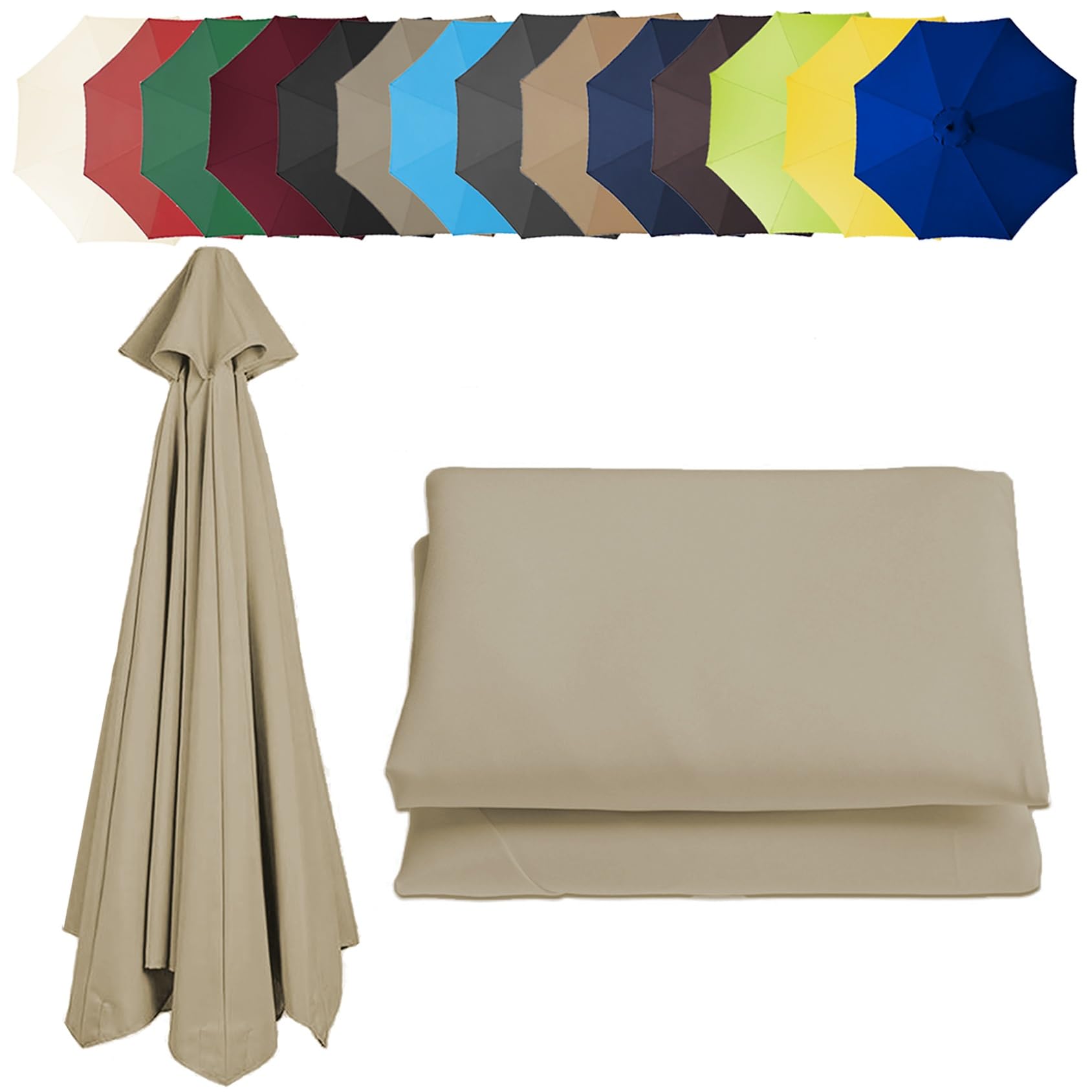 6 Ribs/8 Ribs Replacement Parasol Cover, Umbrella Canopy Replacement, Sun Umbrella Replacement Cloth, Garden Parasol Canopy Cover (6.5ft/8.8ft/9.8ft | 200cm/2.7m/300cm)(Color:Top color,Size:8 ribs-2.7