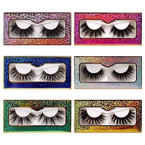 False Eyelashes 17-22MM Full Thick Fake Eyelashes Long Dramatic Faux Mink Lashes with Glitter Lashes Box