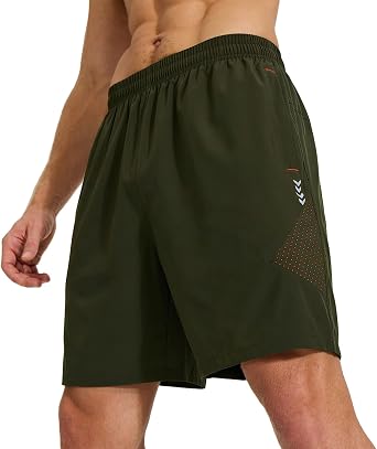 Gaiatiger Mens Gym Shorts with 3 Zip Pockets Waterproof Running Shorts for Summer Hiking Breathable Lightweight Sports Training Fitness Workout