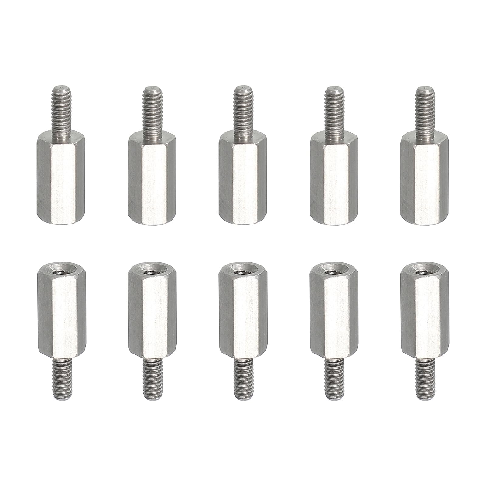 PATIKIL Standoff Screws, 10pcs M2.5x6mm Male to M2x10mm Female 304 Stainless Steel Thread Reducing Hex Standoff Spacer Screw Nuts Thread Adapters Reducer Extender Conversion Fasteners