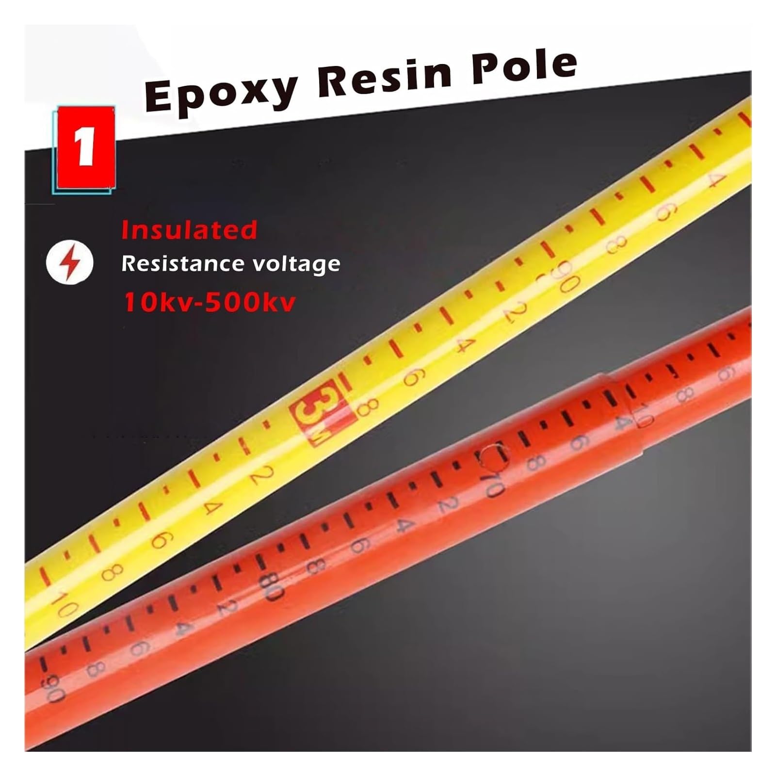 izolowana miarka, Teleskopowy pręt pomiarowy wysokonapięciowy izolowany żywicą epoksydową, wielokolorowy, 6-18 m(Red,18m)