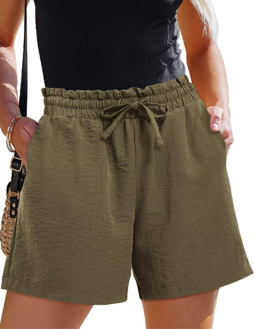 FEKOAFE Womens Shorts 2026 Comfy Summer Drawstring High Waist Cotton Shorts for Women Trendy S-2XL