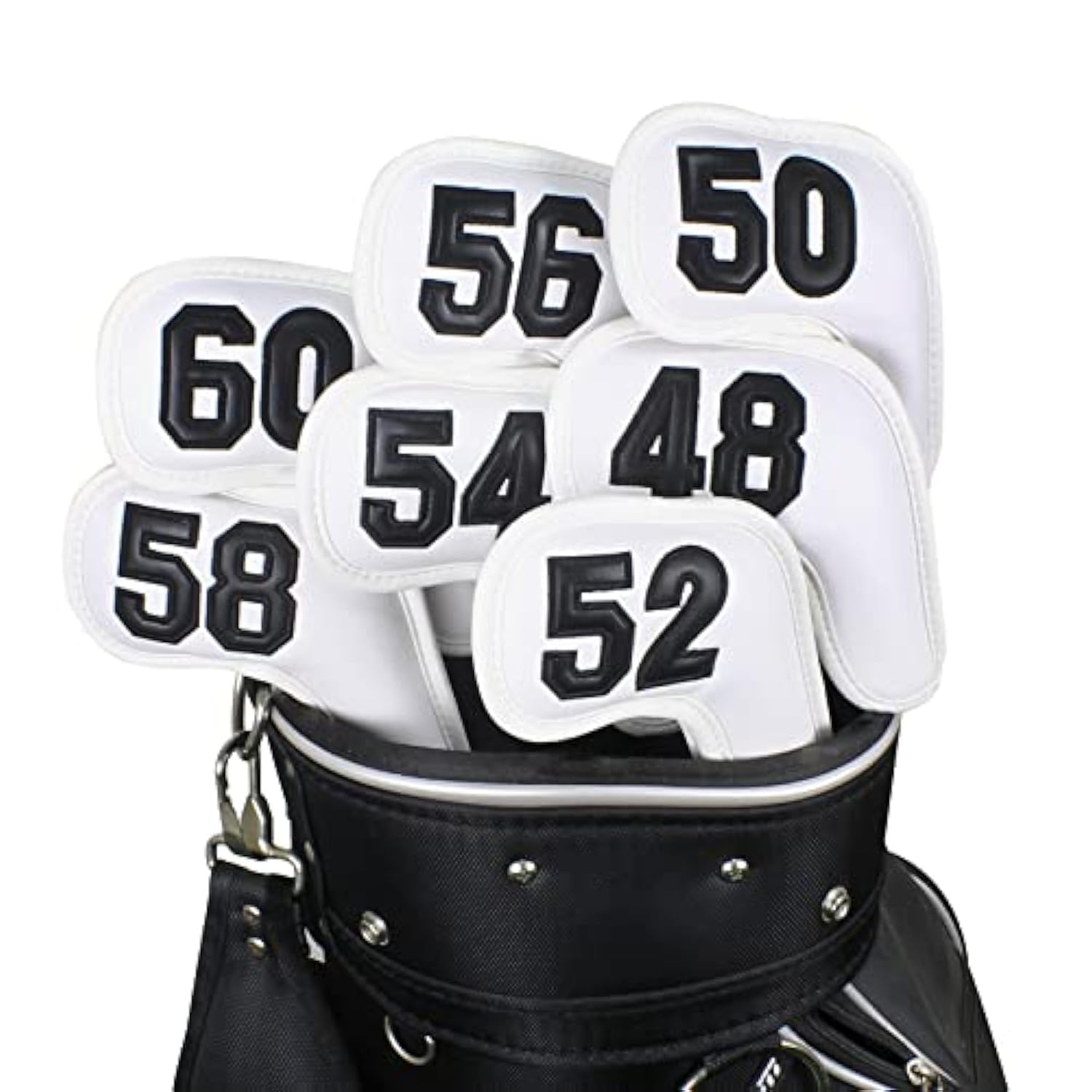 Scott Edward Prof 7Pcs Leather Wedge Golf Iron Head Covers Protective Club Waterproof & Scratch Resistant 48 50 52 54 56 58 60 Degree