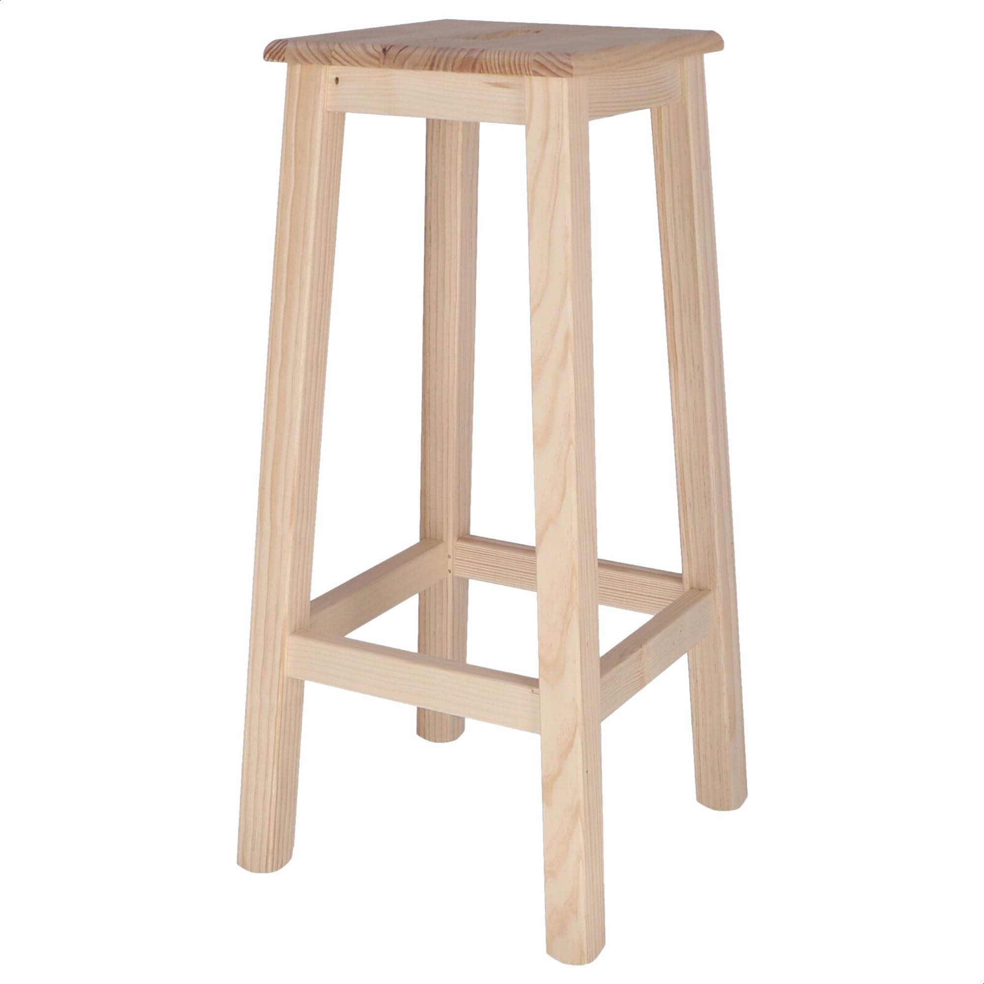 Aranaz Taburete de Madera de Pino, Alto 74 cms, Sin Barniz