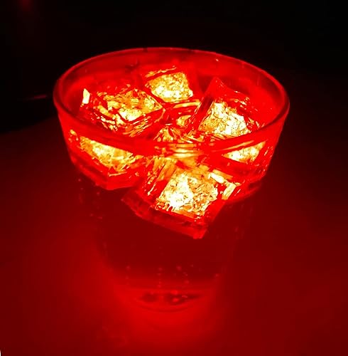 Miniatura 2 de Cubo de hielo LED impermeable, paquete de 24 cubos de hielo cuadrados de color rojo con luces siempre brillantes para bar, club, fiesta, vino, boda,