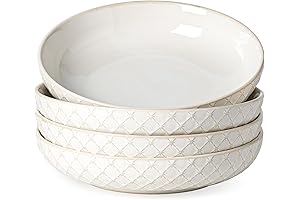 Pasta Bowls Set of 4, 9 Inch Porcelain Plate, Large Shallow Bowls...