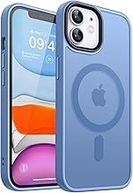 CANSHN Matte Magnetic Cover for iPhone 11, [Compatible with MagSafe] Translucent Matte Slim Protective Shockproof Case, 6.1 Inches - Light Blue