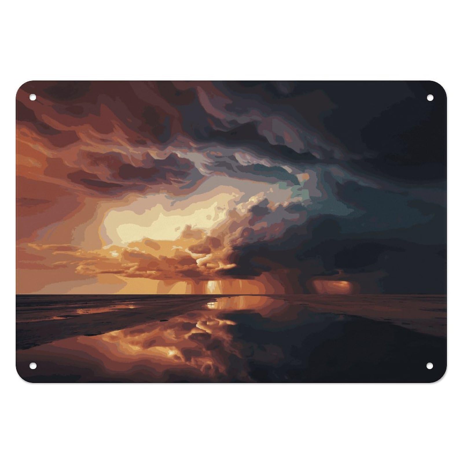 Btcowzrv Style Dark Clouds Under Rainbow Metal Sign, 5.5" X 7.9" Tin Wall Decor, Wall Art Plaques For Home Wedding Decor Room Living Room Decoration