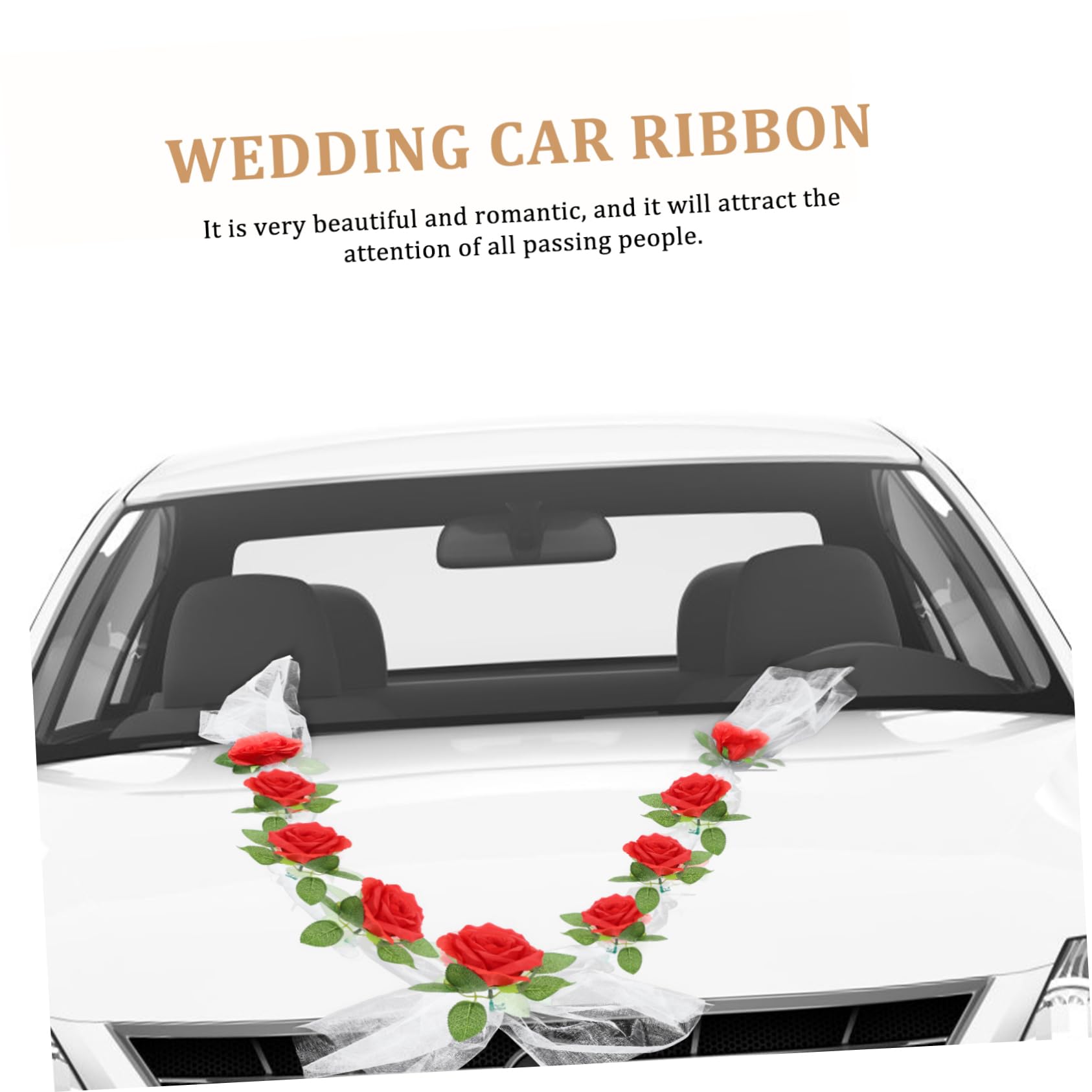 Alipis 5 Sätze Hochzeit Autogürtel Gang Rose Steht Girlande Hochzeitsdeko Hochzeitsauto Stieg Hochzeitsauto Rot Schleife