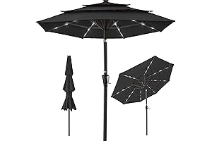 Best Choice Products 10ft Solar Patio Market Umbrella with LED Lights