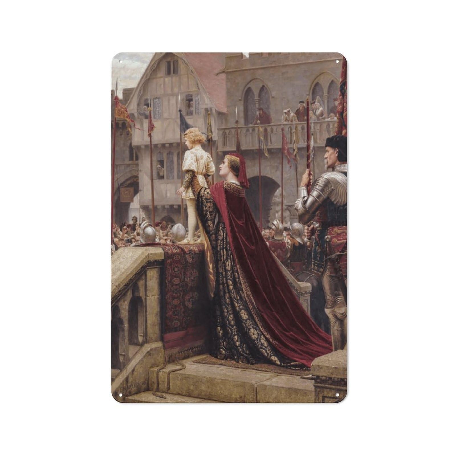 Junmoney Style-15 Vintage Tin Sign 30X20cm With Medieval Castle Scene For Workshop Wall, For Kitchen, Dining Room And Home Bar Wall Decor
