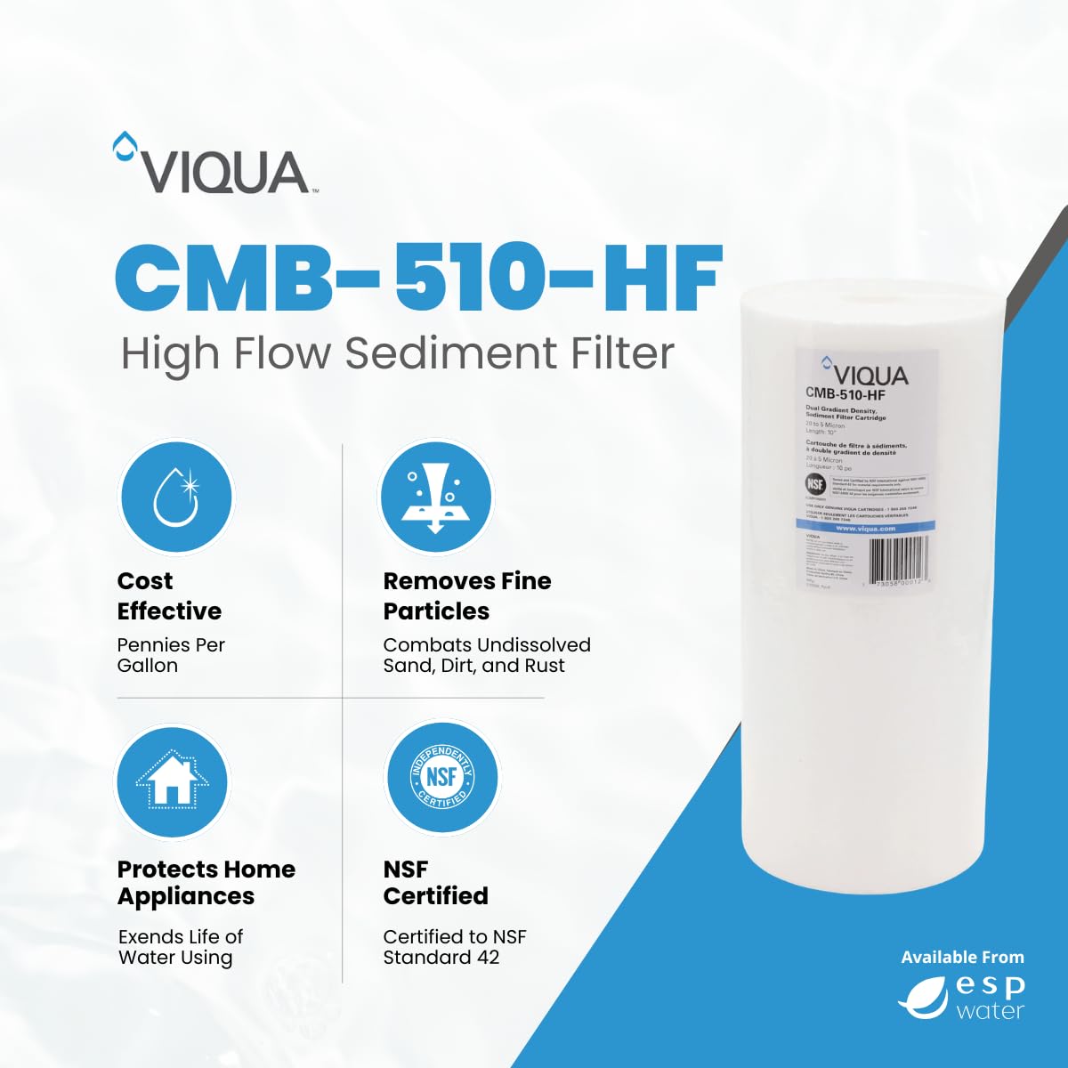 CMB-510-HF Polypropylene Whole House Filter Fits The IHS12-D4 UV System by Viqua