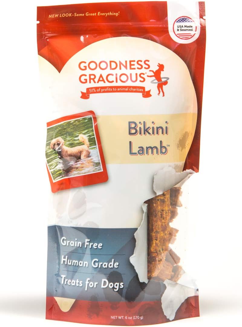 Goodness Gracious Human Grade Bikini Lamb Treats for Dogs- Resealable 6 oz Bag