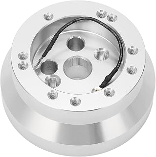 KIMISS Steering Wheel Black Hub Adapter, 5 6 Hole Steering Wheel Short Hub Adapter Aluminum Replacement for 19761995 (Silver)