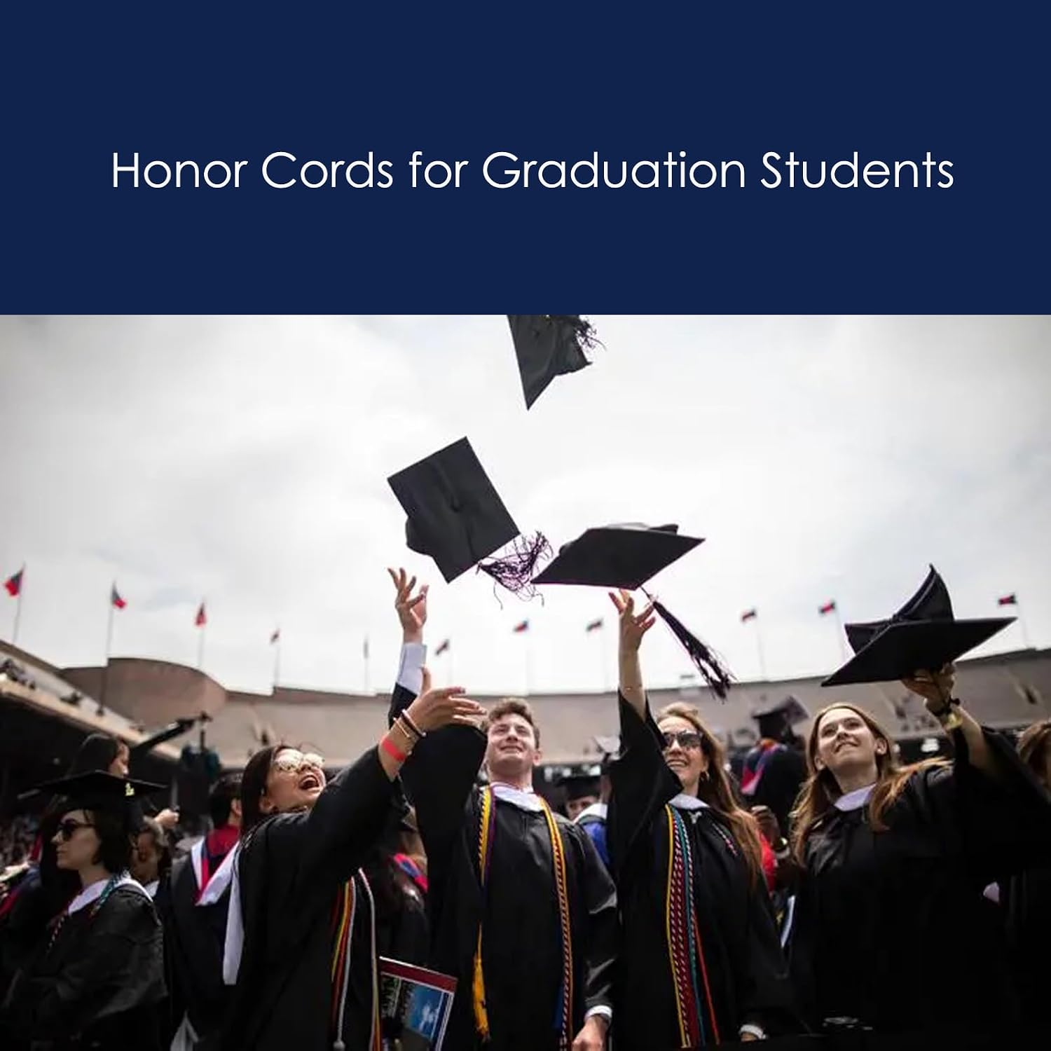 Graduation Honor Cords 68“ for College Graduation Students (Black Red)