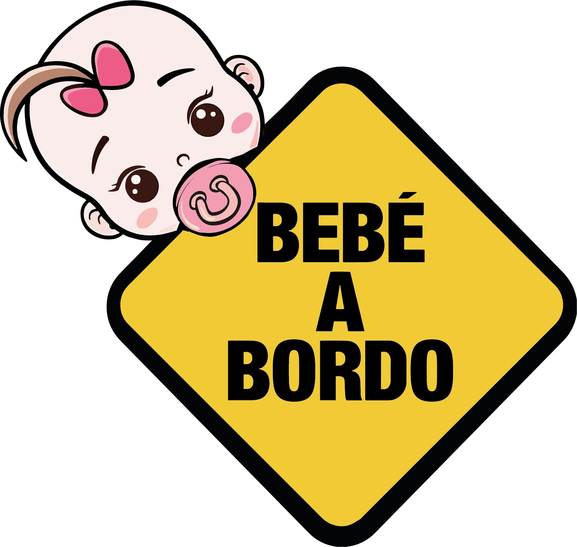 Pegatina Bebé a Bordo para Coche, Adhesivo Vinilo Amarillo con Diseño de Bebé, 15 x 15 cm, Fácil Aplicación para Coche, Camión, Furgoneta - 1