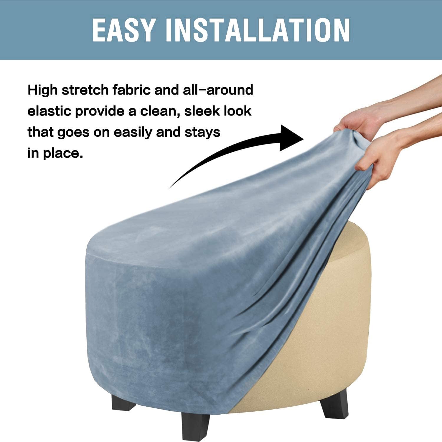 McLife Ottoman Slipcover Velvet Stretch Footstool Cover Protector, Washable, Elastic Bottom (Red, 16" Square)