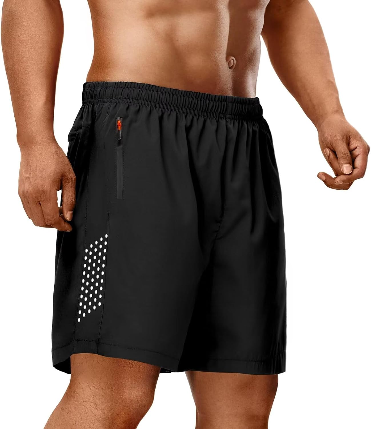 2 Pack Mens Athletic Shorts Quick Dry 7 Inch Running Shorts Breathable Mesh Gym Workout Shorts with Zipper Pockets - Image 5