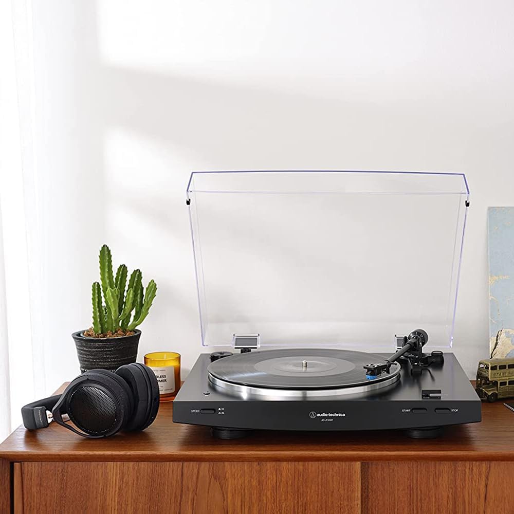 Audio-Technica AT-LP3XBT-WH Fully Automatic Wireless Belt-Drive Turntable - White Bundle with 2 YR CPS Enhanced Protection Pack, Record Care Solution, Cleaning Kit, Stroboscope and Record Stabilizer