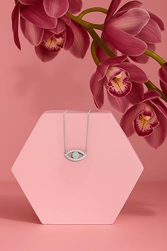 Miniatura 4 de Collar con dije de ojo turco de circonita cúbica en plata de ley, collar de ojo turco de diamante con circonita cúbica para mujer, joyería de novia