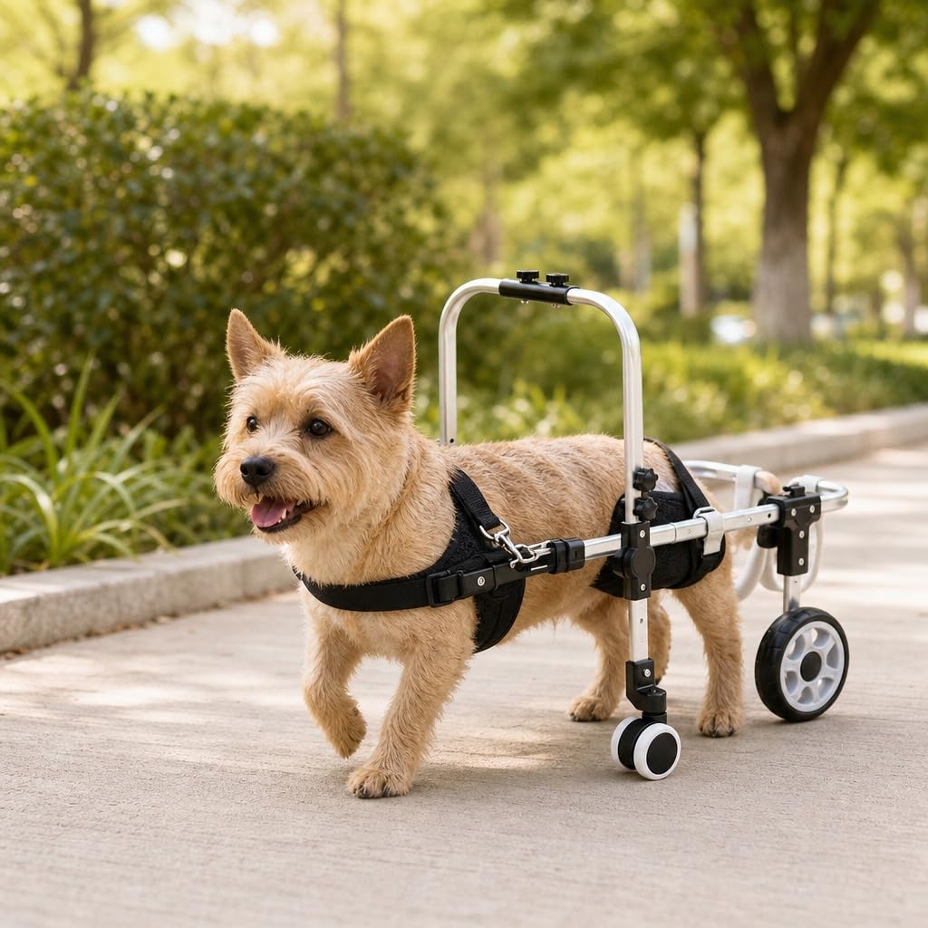 Silla 4 Ruedas Regulable Para Perros Pequeños-Medianos Mascotas Mayores | Plata, Aluminio De Calidad Aeronáutica, Silla De Ruedas Ajustable Auxiliar Para,Silla De Ruedas Ajustable