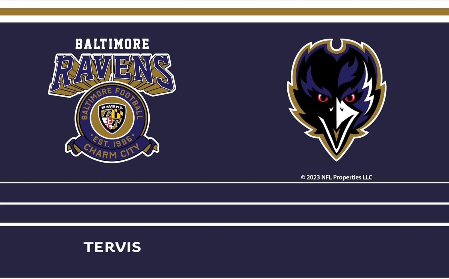 Tervis Traveler NFL Baltimore Ravens - Vintage Triple Insulated Tumbler Travel Cup Keeps Drinks Cold & Hot, 20oz, Stainless Steel - Image 2