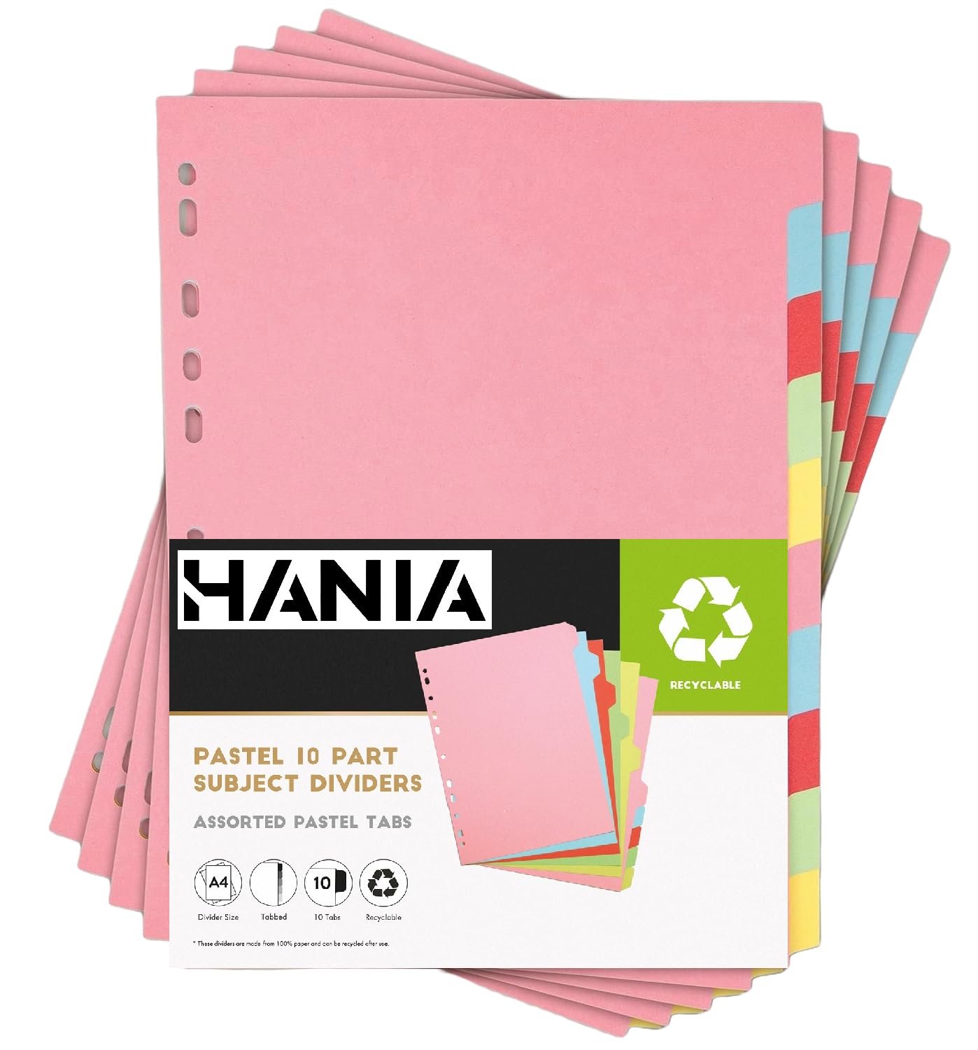 5 Pack, Multi-colored (including Pink), A4