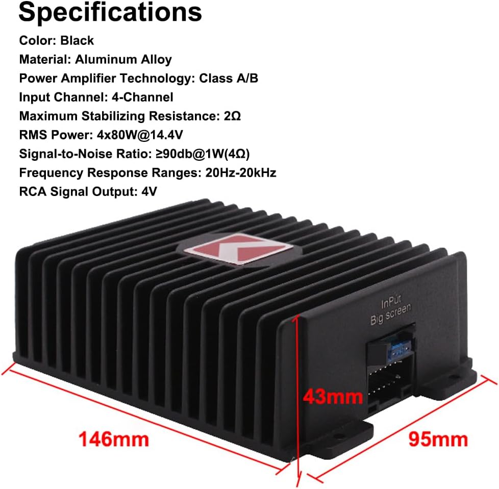 4-Channel Car Amplifier 80Wx4 dio Modification Power Amplifier Digital Sound Processor Class A/B for Android Car Player