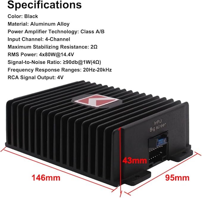 Amplificador de Auto 4 Canales 80Wx4 VISLONE con Transformador de Cobre Puro miniatura 9