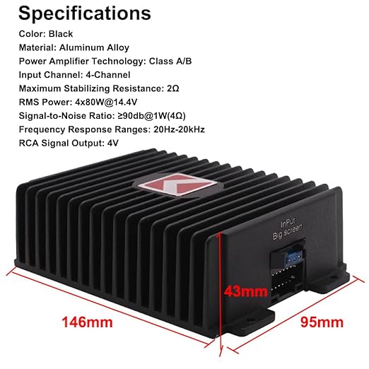 Amplificador de 4 Canales GoolRC 80Wx4, Procesador de Sonido Digital miniatura 6