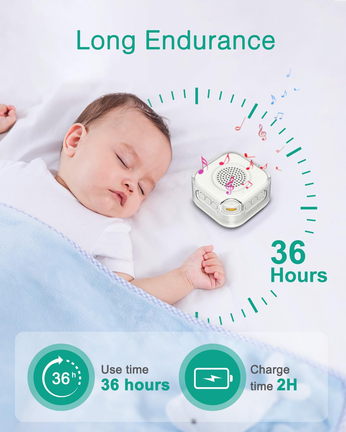 ORIA Machine à Bruit Blanc Portable, 28 Sons Apaisants, Veilleuse 3 Niveaux, Minuterie 15/30/60min, Batterie 1000mAh USB-C, Bluetooth, Aide au Sommeil pour Bébé Adulte Maison Voyage Bureau