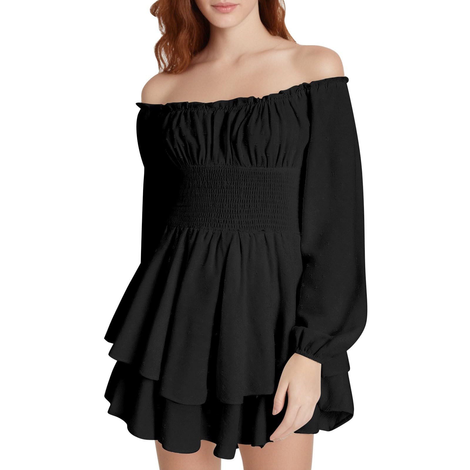 Pirate Costume Women White Dress Corset Mini Dress Puff Sleeve Off Shoulder Corset Romper Dresses Flowy Layered Jumpsuit Playsuits