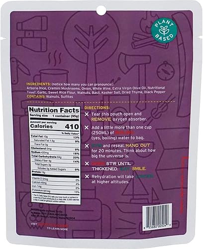 Miniatura 9 de GOOD TO-GO Risotto de hongos  Comida para acampar, comida para mochileros  Solo agrega comidas de agua, comidas para mochileros  Las comidas
