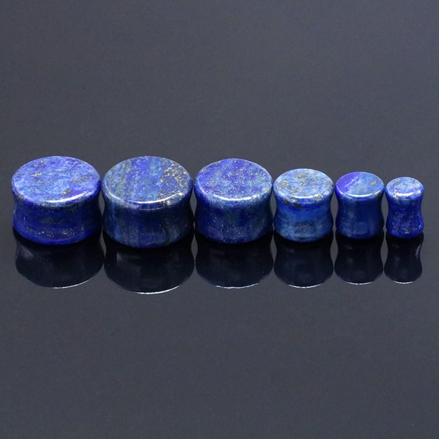 Beydodo Gauge Earrings Stone Multiple Sizes, Tunnel Plugs for Men2pcs Blue Lapis Lazuli Stone Plugs