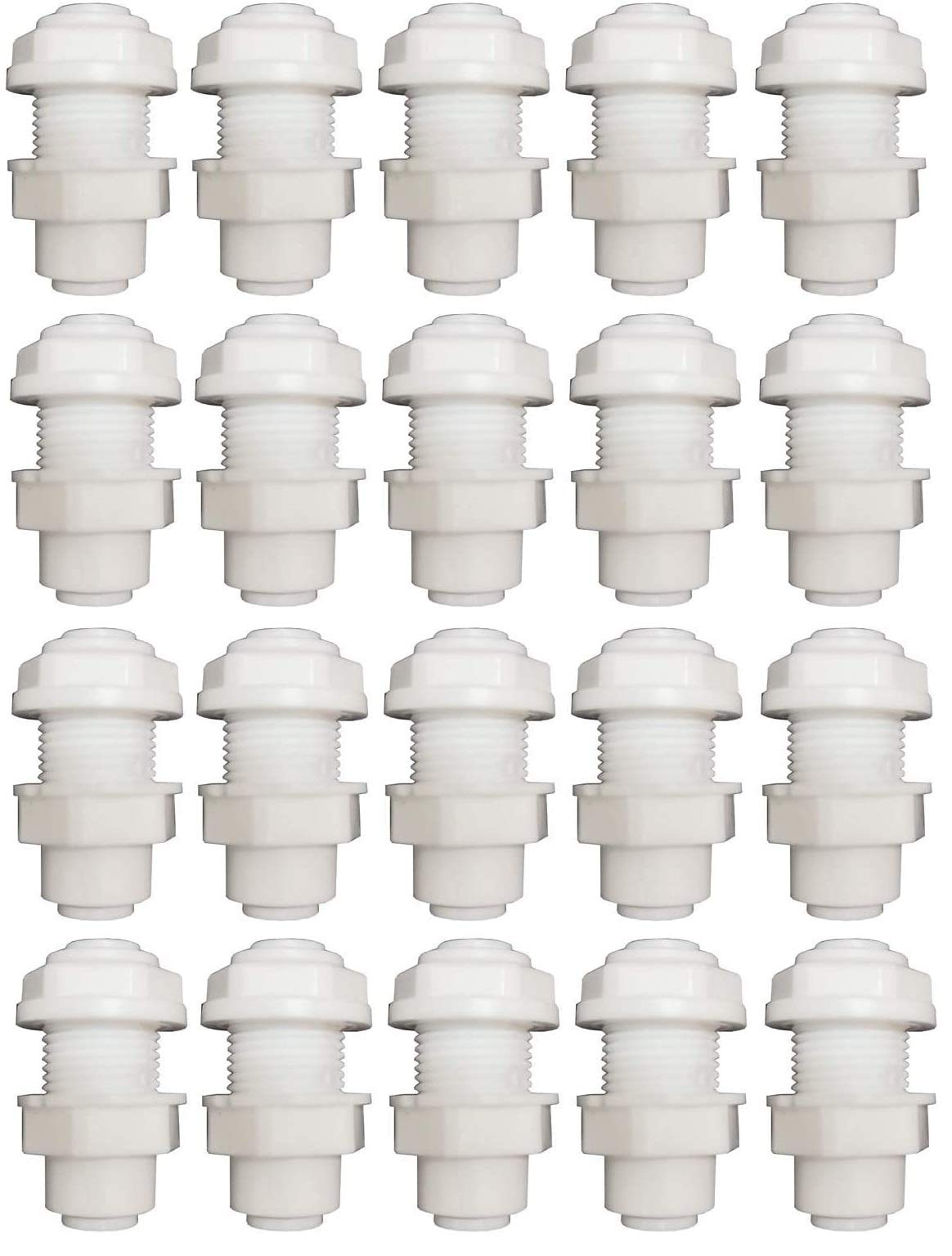 Bulk Head Straight Push Fit RO Cabinet Body Connector 1/4" Tube Quick Connect White (Pack Of 20)-image-19