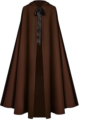 Proumhang Halloween Hooded Cloak for Adults - Renaissance Medieval Witch Cape Costume for Men & Women,130cm/51 Brown