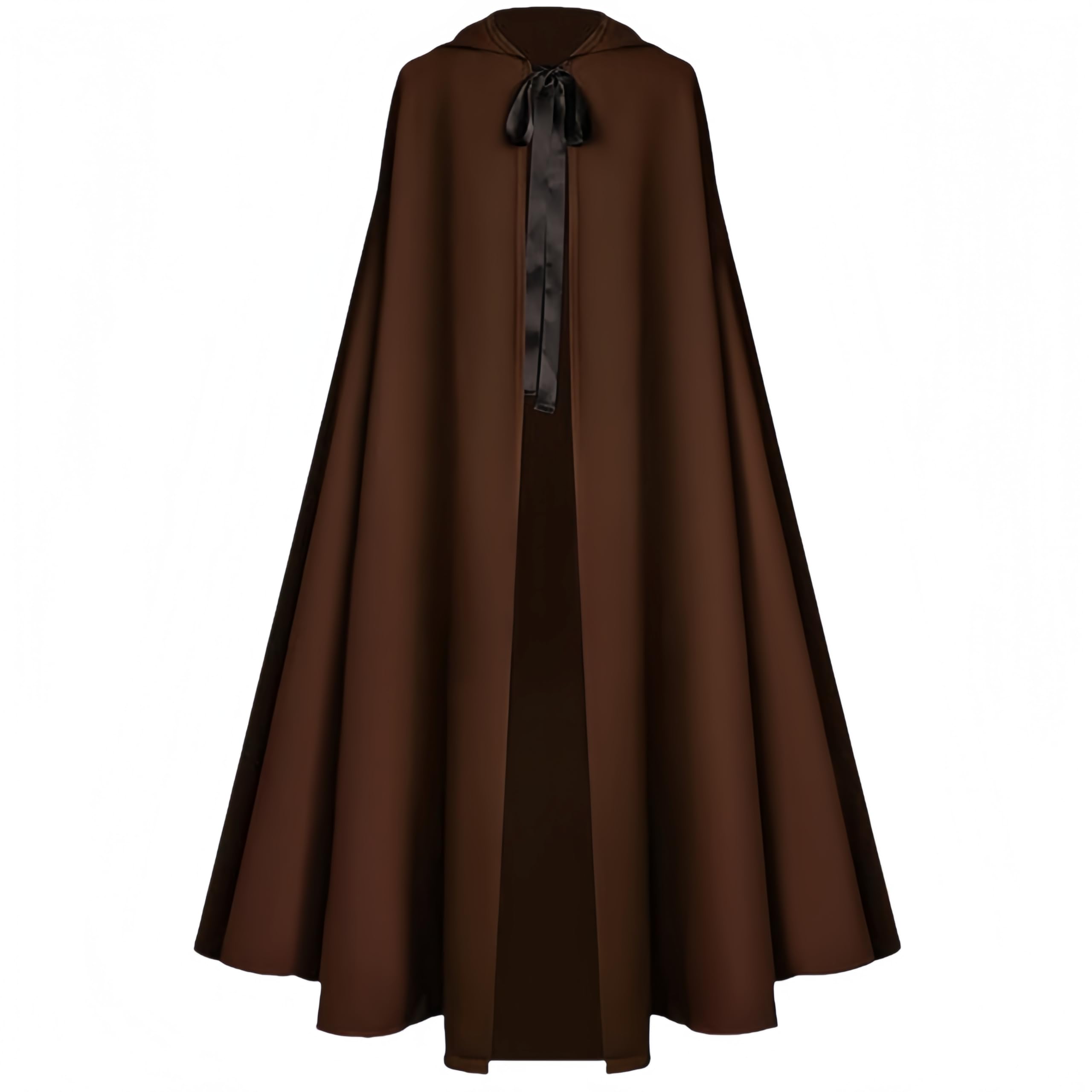 Proumhang Halloween Caplak para Adultos -Disfraz de Capa de Bruja Medieval Renacentista para Hombres y Mujeres,Hobbit Cosplay Corta Capa 130cm Marrón