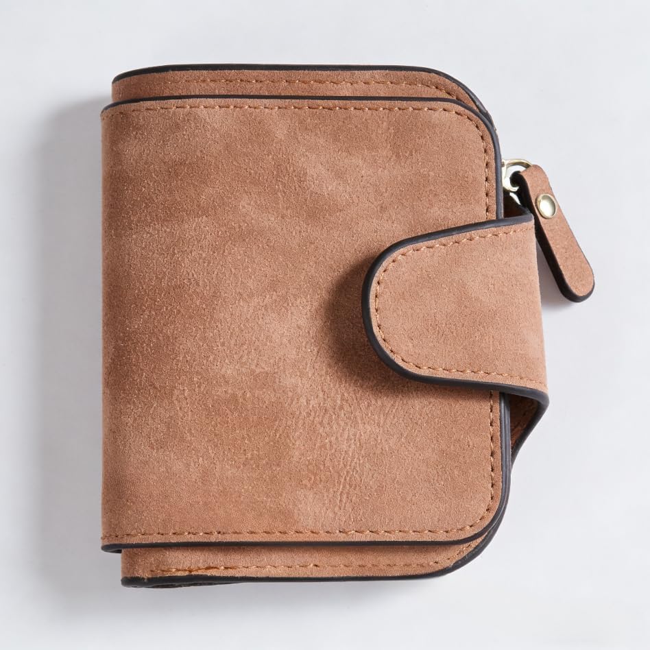 Cartera de piel sintética para mujer, elegante cartera con múltiples ranuras para tarjetas, bolsillo con cremallera, compartimento para efectivo,