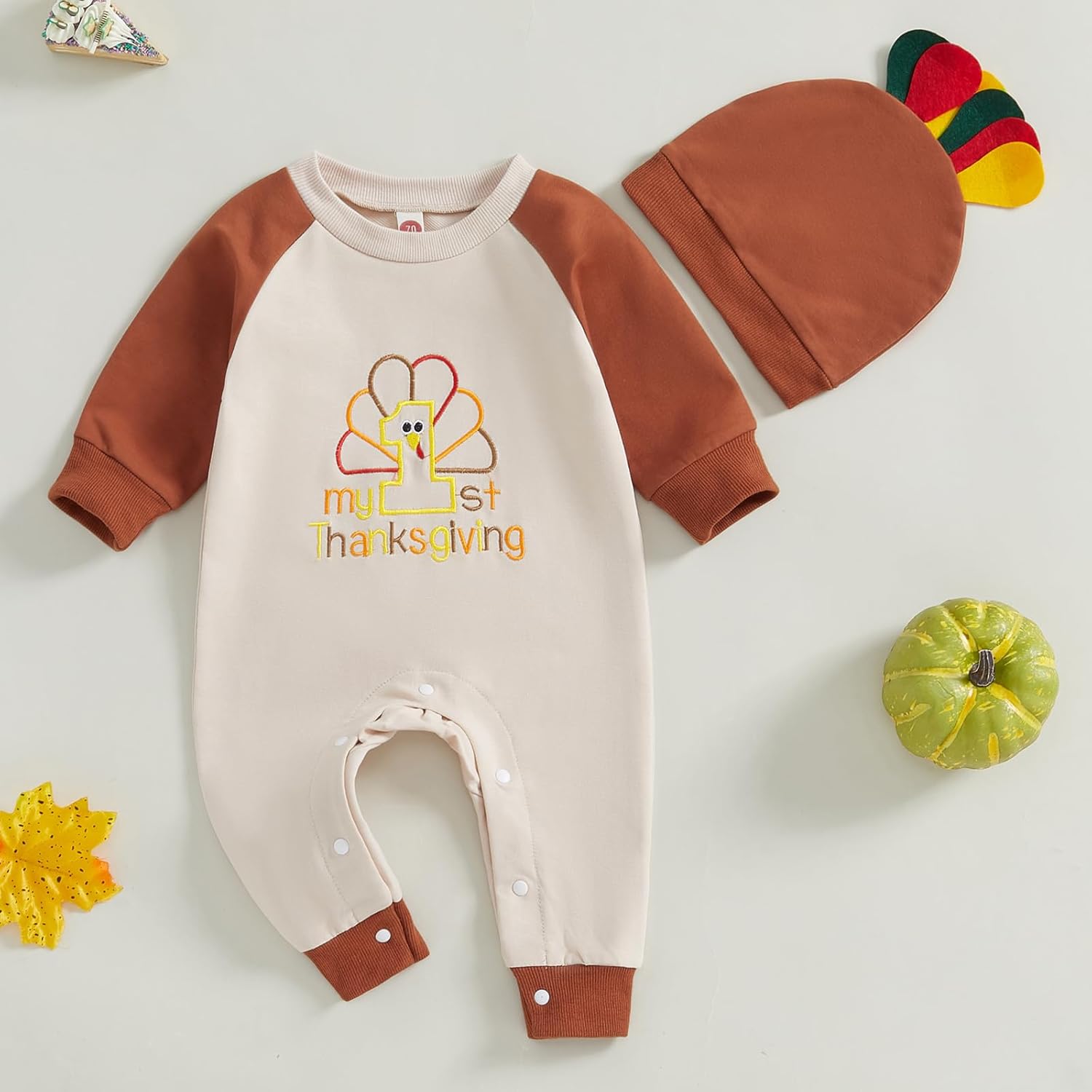 Ledy Champswiin 2Pcs Neutral Outfits Newborn Baby Boy Girl Pumpkin Romper Jumpsuit My 1st Halloween Clothes with Hat - Image 3