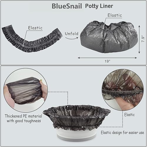 Miniatura 3 de Bolsas de repuesto para orinal con almohadilla absorbente para orinal de viaje BlueSnail 40 unidades (ébano)